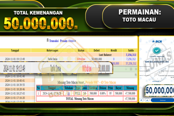 TOGEL TOTO MACAU Rp.50.000.000