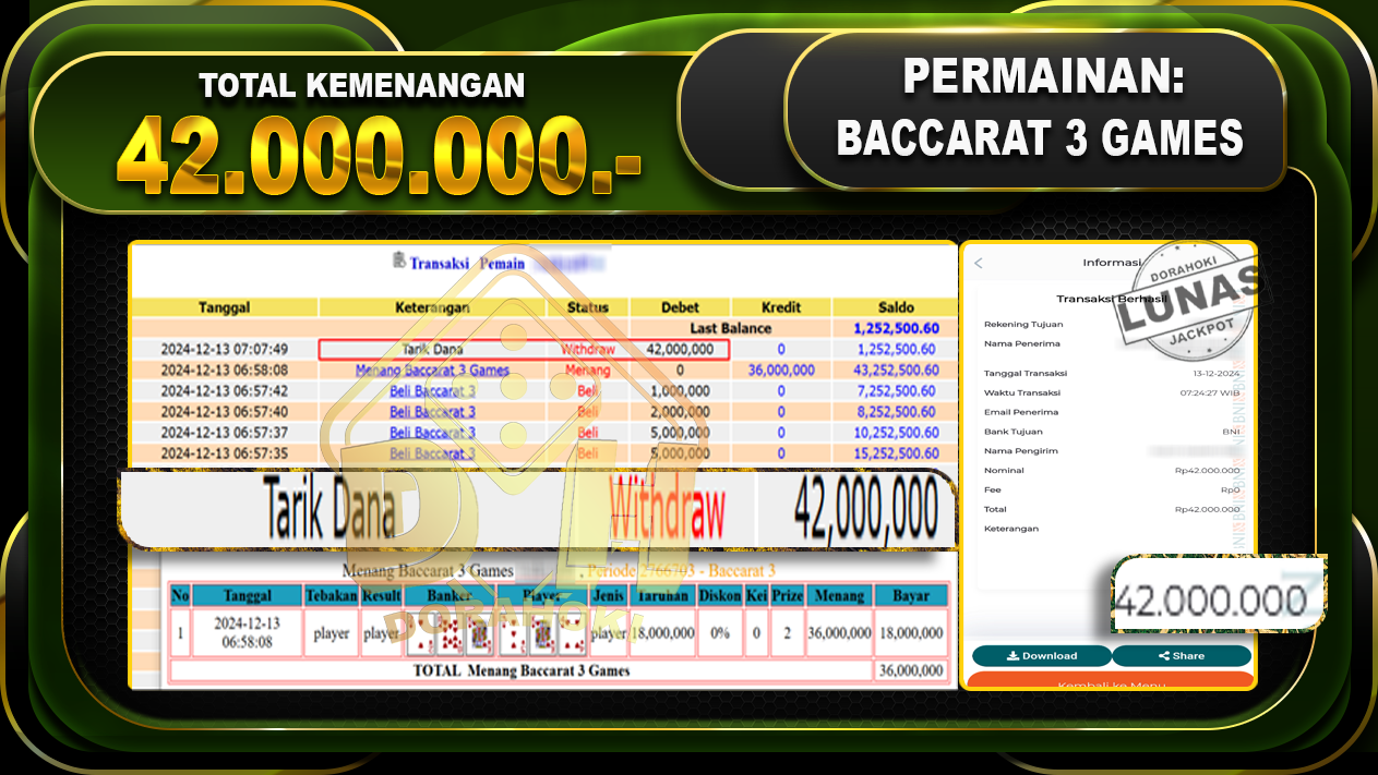 BACCARAT 3 GAMES RP 42.000.000