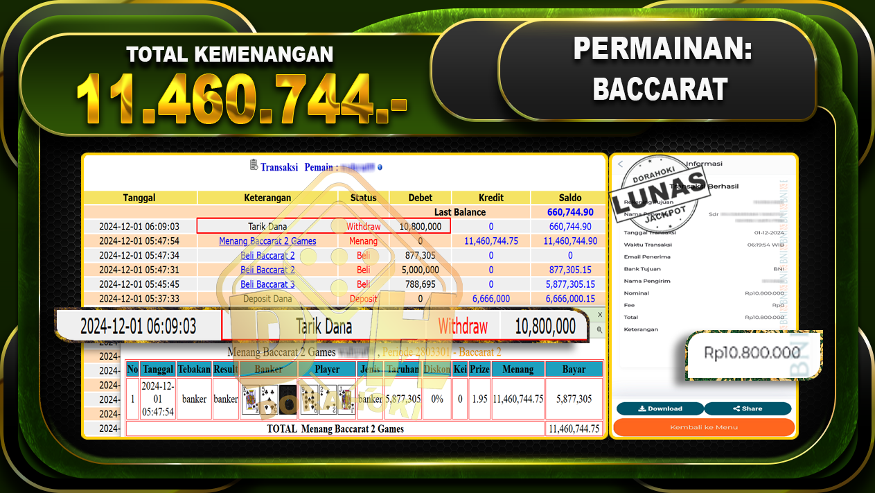 BACCARAT Rp.11.460.744