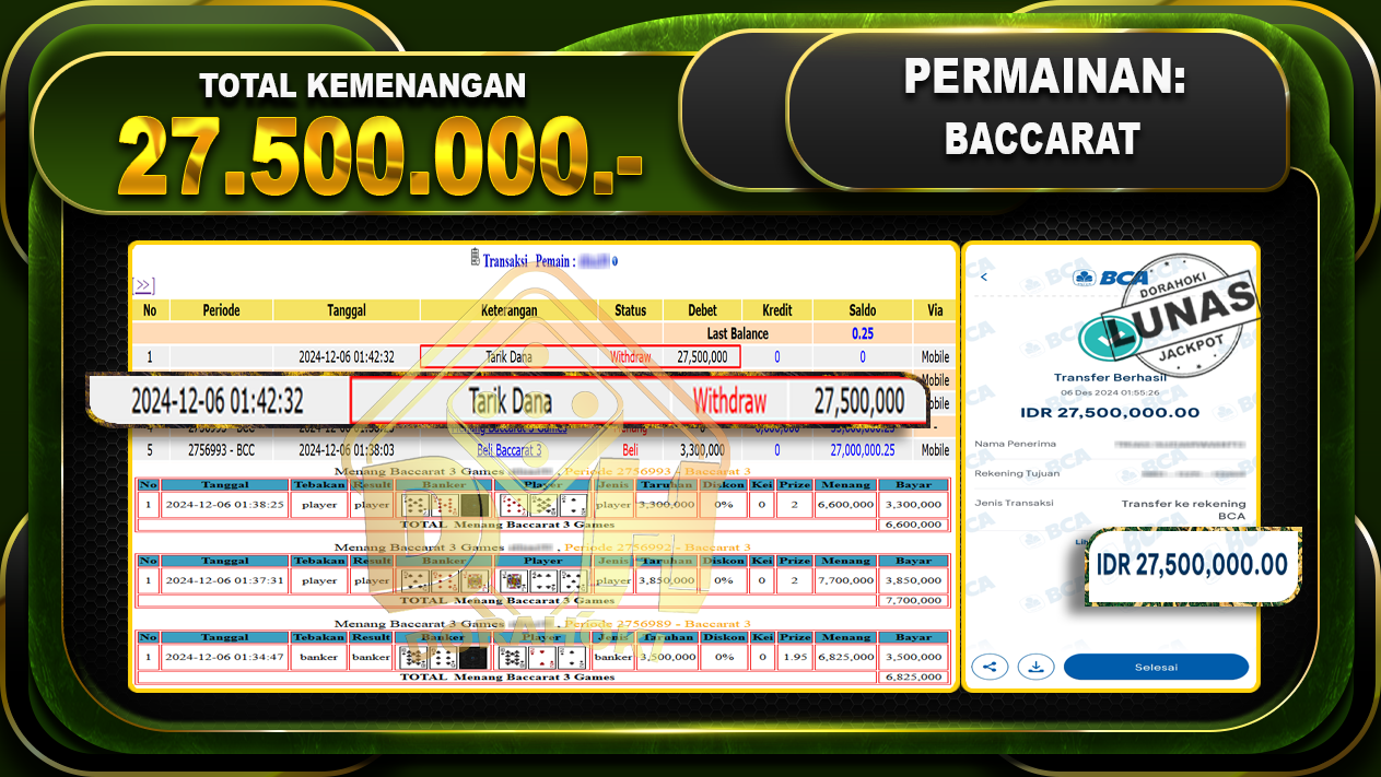 BACCARAT 3 Rp.27.500.000