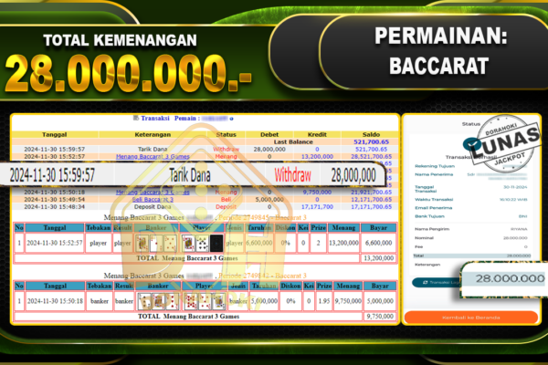 BACCARAT 3 Rp.28.000.000