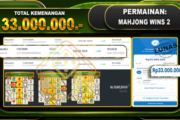 MAHJONG WINS 2 Rp.33.000.000