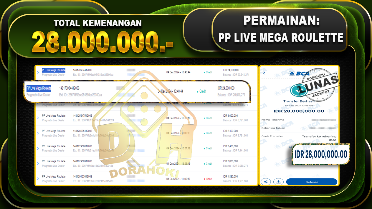 PP LIVE MEGA ROULETTE Rp.28.000.000