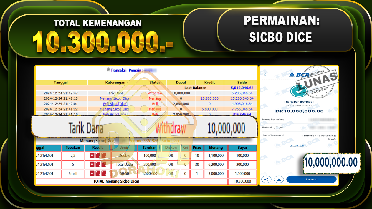 SICBO DICE RP 10.300.000