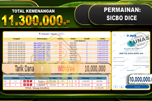 SICBO DICE RP 11.300.000