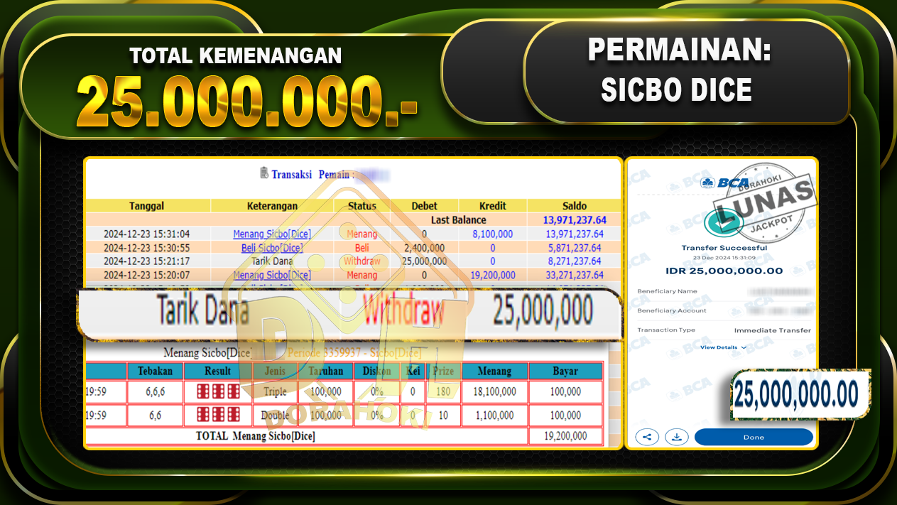 SICBO DICE RP 25.000.000