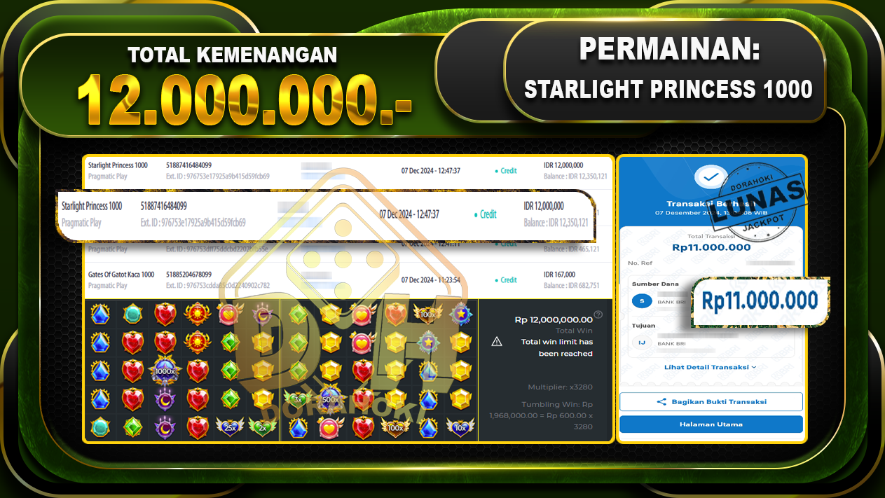 STARLIGHT PRINCESS 1000 Rp.12.000.000