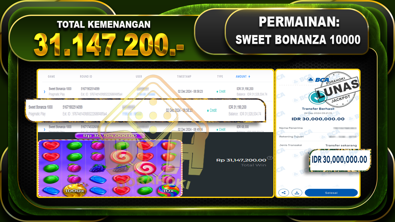 SWEET BONANZA 1000 Rp.31.147.200