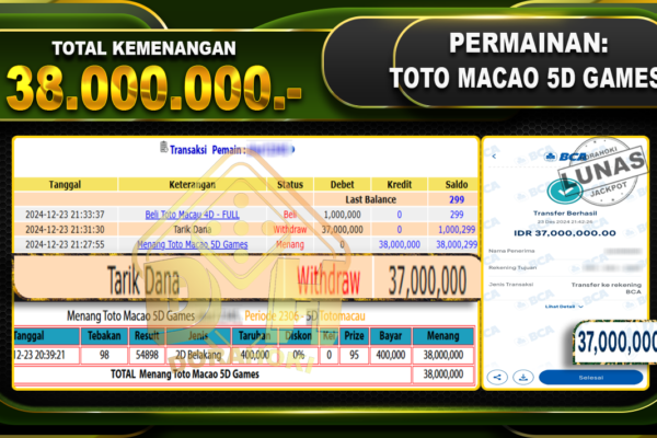 TOTO MACAO 5D GAMES RP 38.000.000