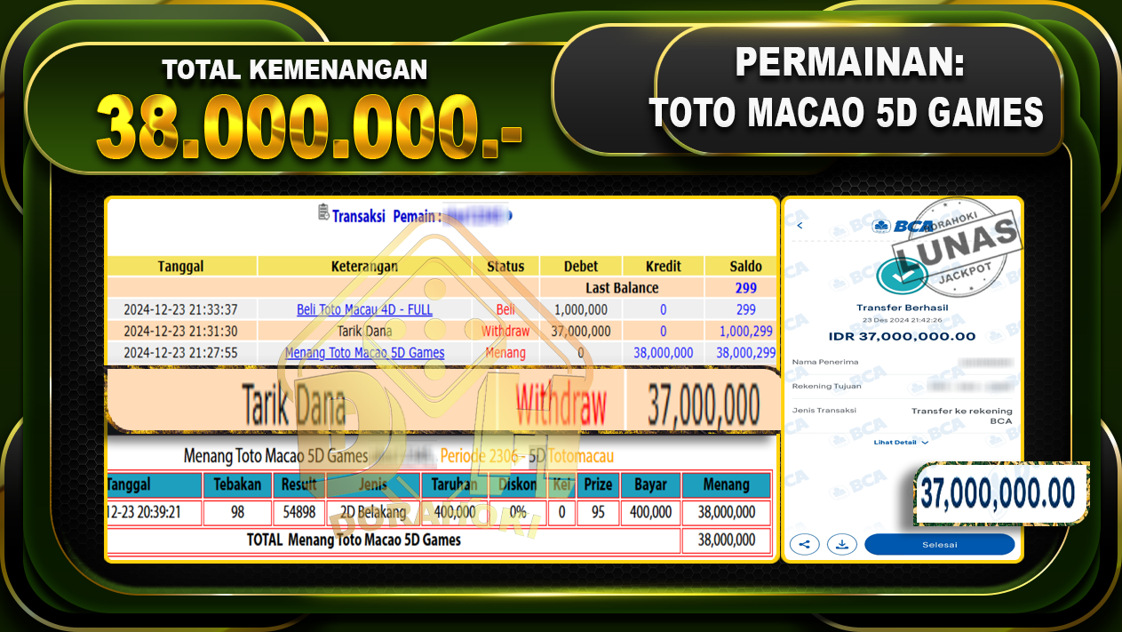 TOTO MACAO 5D GAMES RP 38.000.000