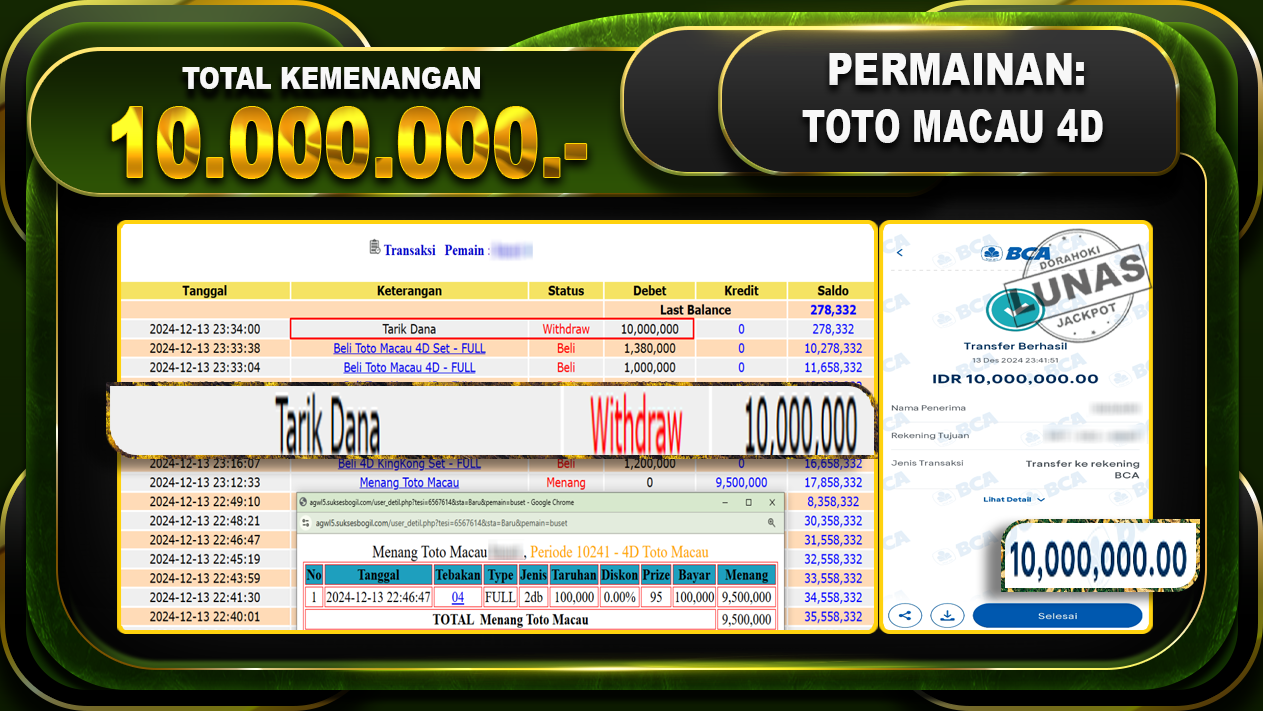 TOTO MACAU 4D RP.10.000.000