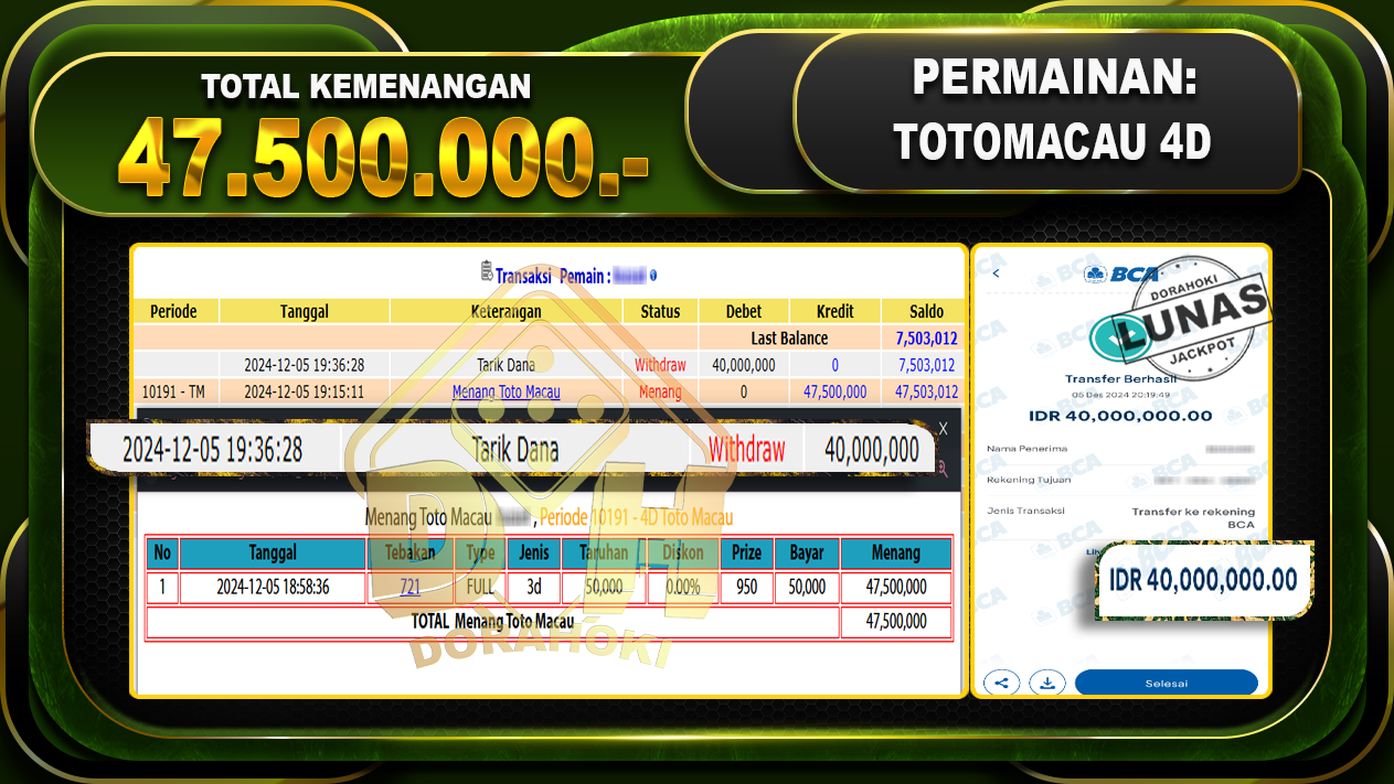 TOTOMACAU 4D Rp.47.500.000