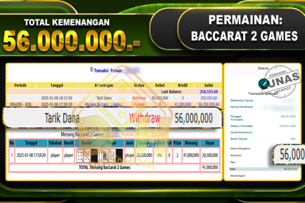 BACCARAT 2 GAMES RP 56.000.000