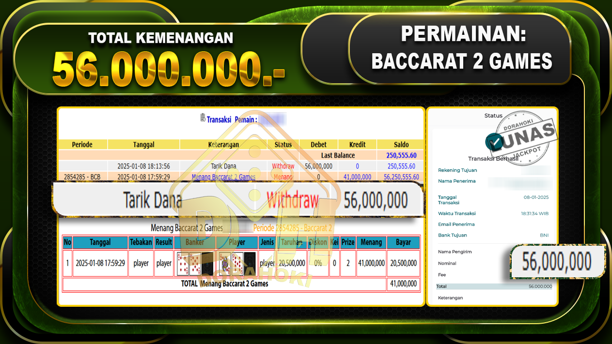 BACCARAT 2 GAMES RP 56.000.000