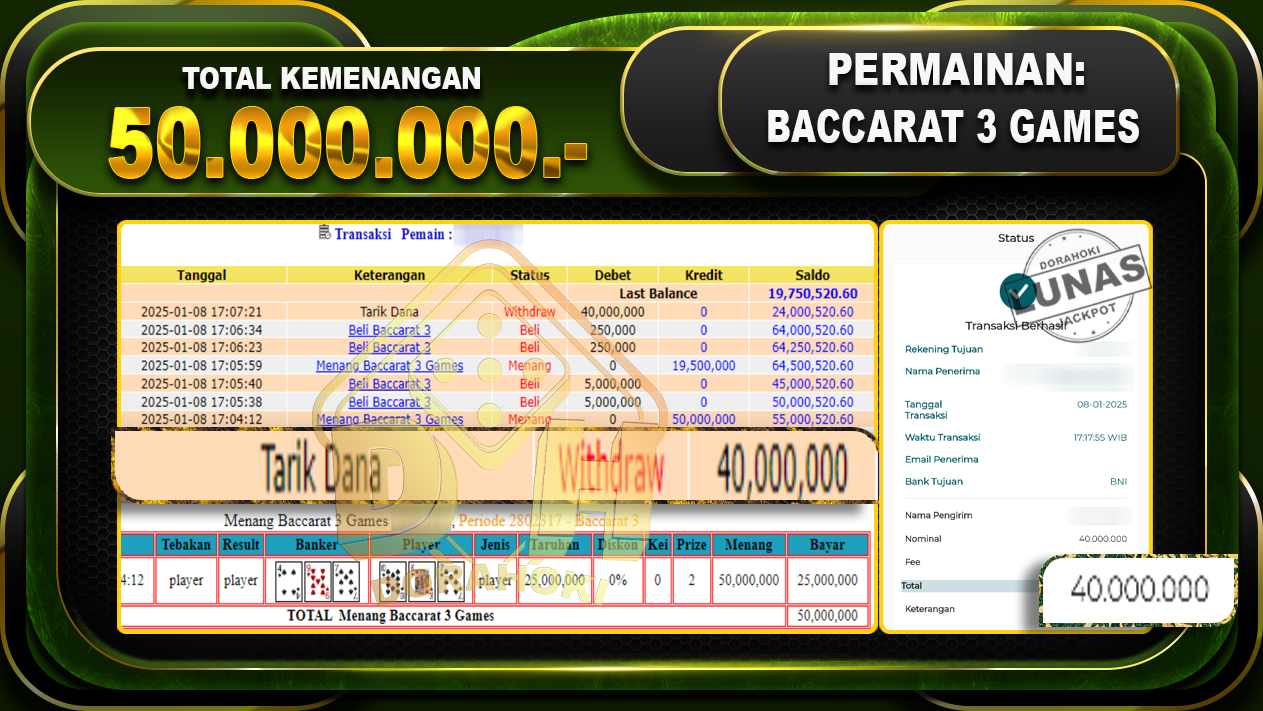 BACCARAT 3 GAMES RP 50.000.000