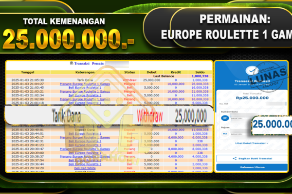 EUROPE ROULETTE 1 GAMES RP 25.000.000