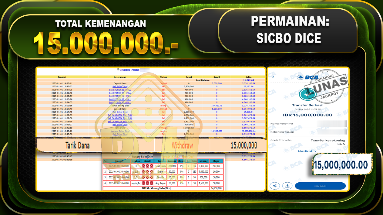 SICBO DICE RP 15.000.000