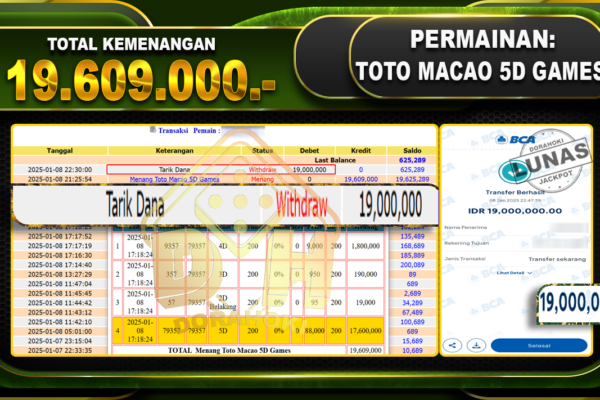 TOTO MACAO 5D GAMES RP 19.609.000