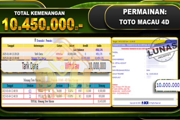 TOTO MACAU 4D RP 10.450.000