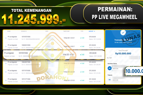 PP LIVE MEGAWHEEL – DORAHOKI 16 Mei 2025 PP LIVE MEGAWHEEL