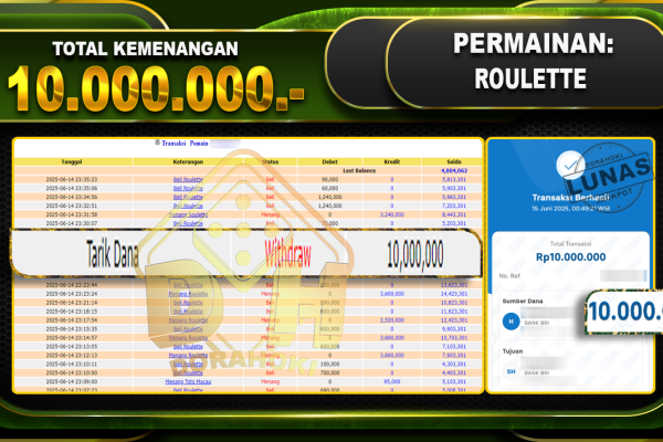 ROULETTE – DORAHOKI 14 Juni 2025 ROULETTE