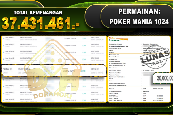 Poker Mania 1024 – DORAHOKI 28 Agustus 2025 POKER MANIA 1024