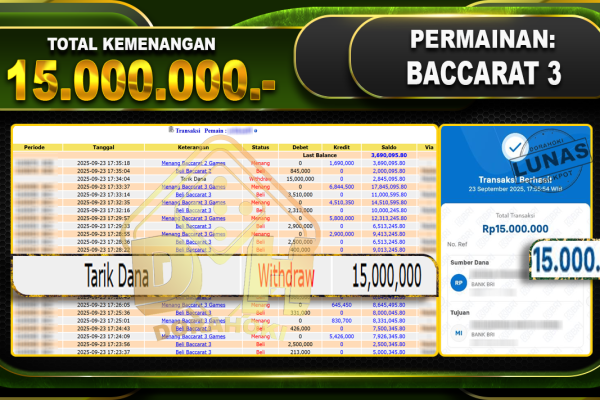BACCARAT 3 GAMES – DORAHOKI 23 SEPTEMBER 2025