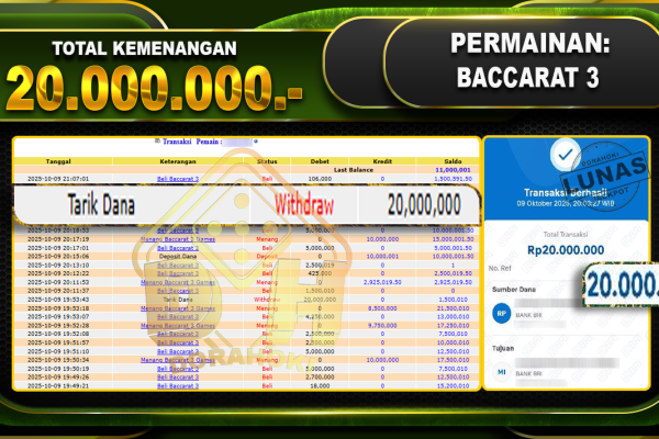 BACCARAT 3 GAMES – DORAHOKI 09 OKTOBER 2025