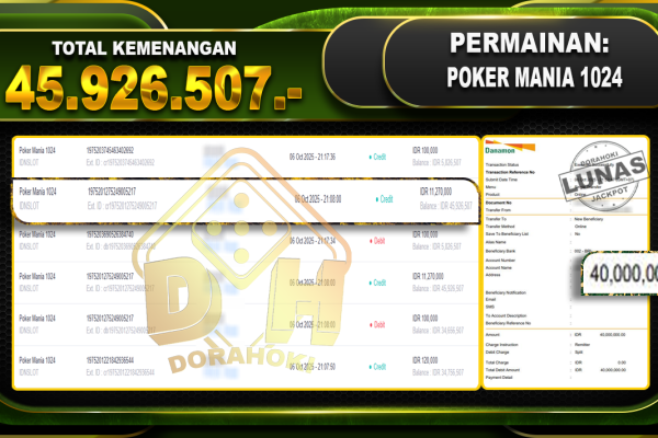 Poker Mania 1024 – DORAHOKI 06 OKTOBER 2025